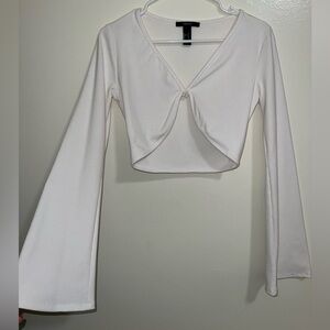 Long Sleeve White Crop Top